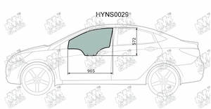 Боковое стекло для HYUNDAI SOLARIS/ KIA RIO 4D/5D 2010-2017 левой передней двери опускное от AGC